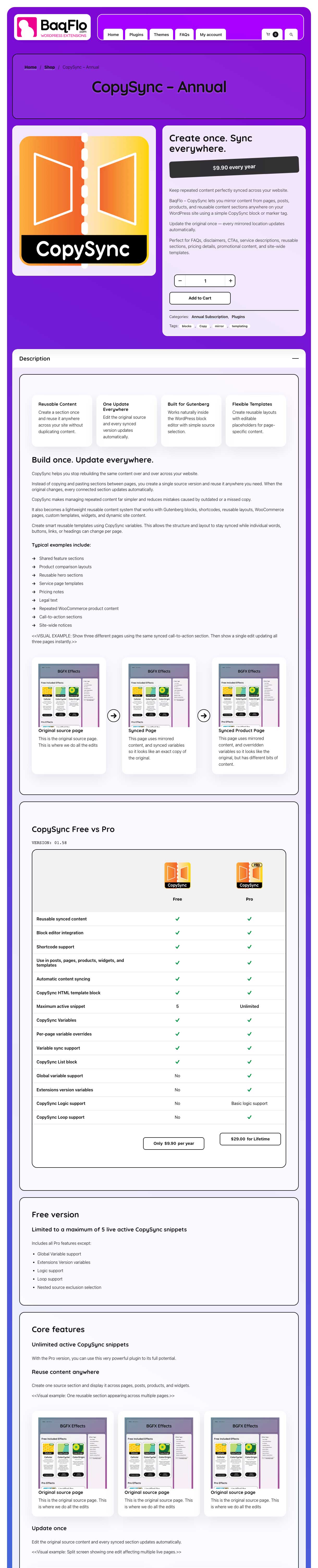 Woo Product page with partial rendering of source content.