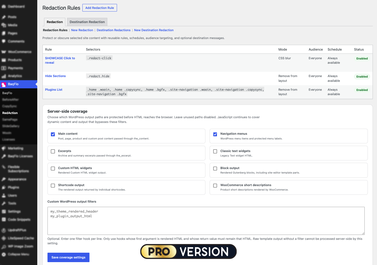 PRO: Choose exactly which parts of a page are protected server-side.