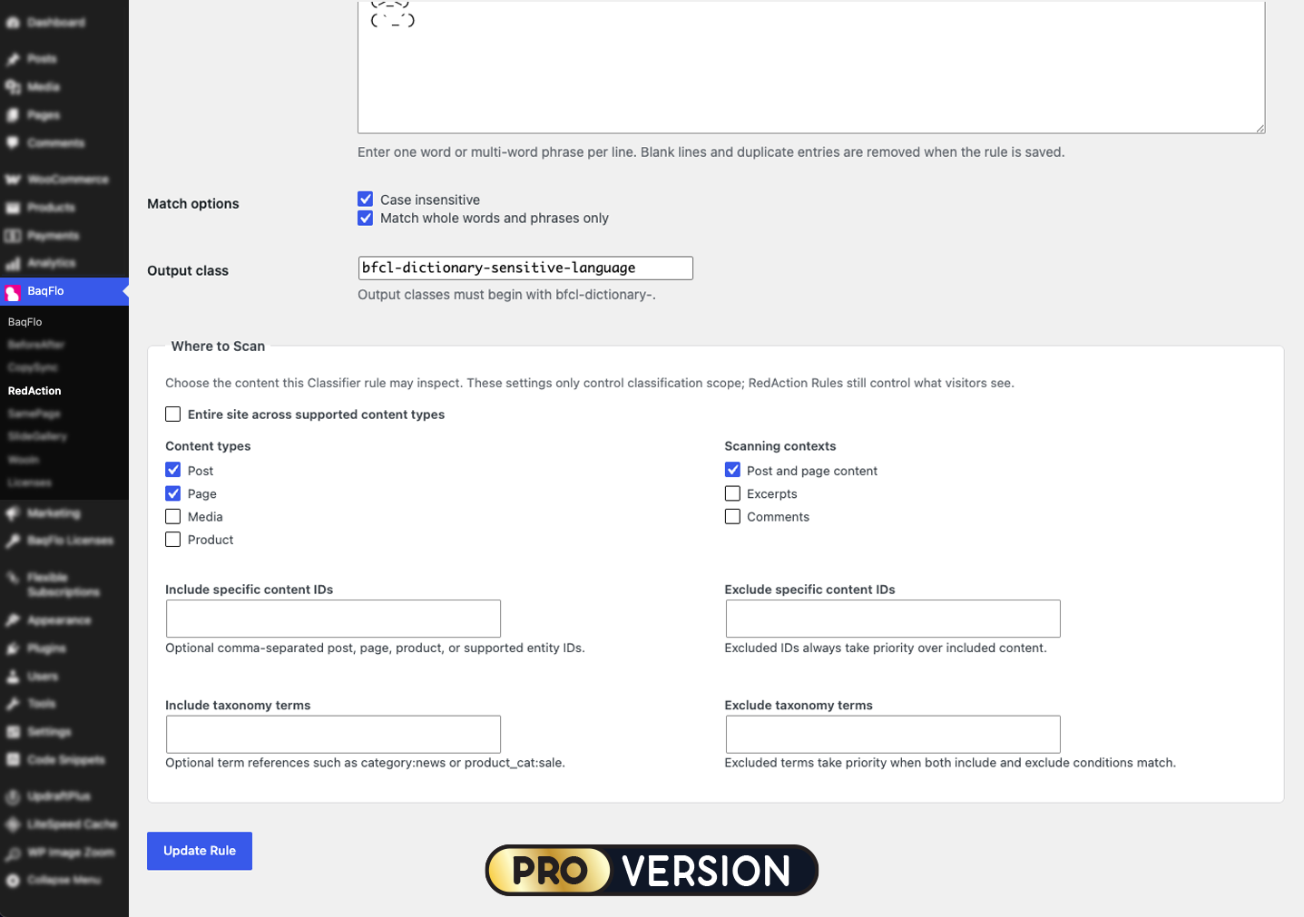 PRO: Configure where each Content Classifier scans, then reuse its classifications anywhere on your website.